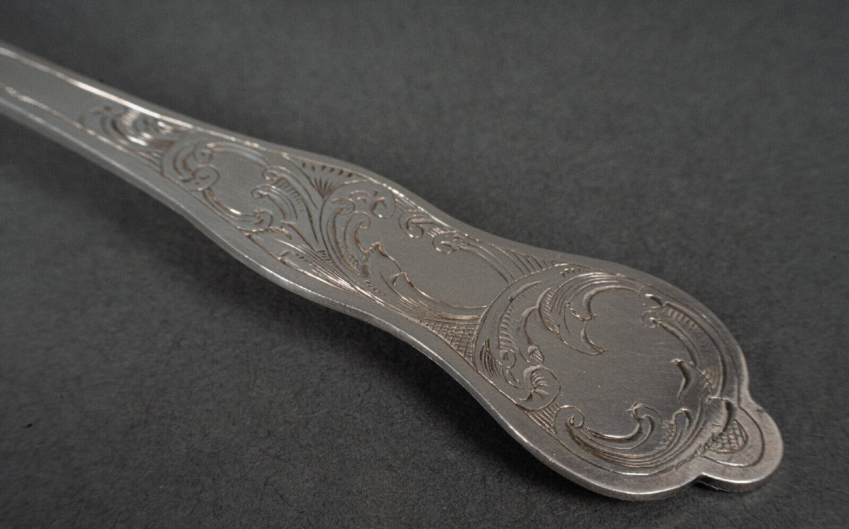 Sprinkling Spoon Goldsmith Rn Silver 53 Grams Rich Louis XV Decoration-photo-6