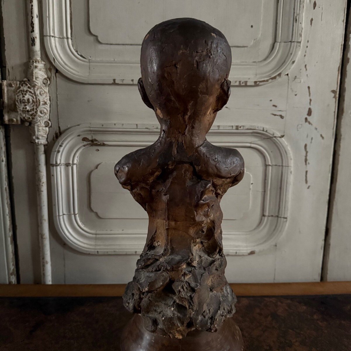 Sculpture en terre cuite atelier Charles Filleul enfant en buste XXe-photo-4