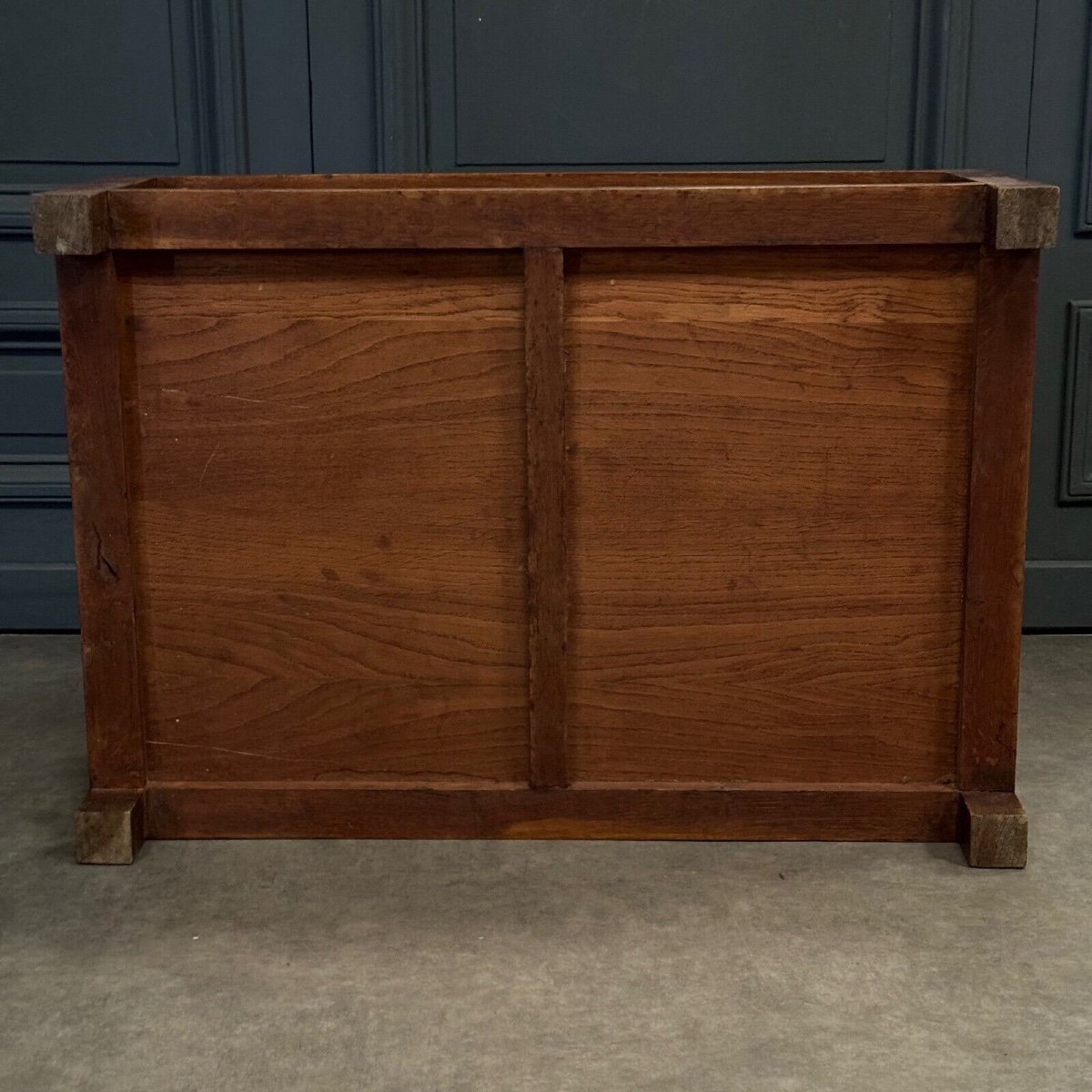 Table basse 1970 en chêne et plateau en verre travail français-photo-4