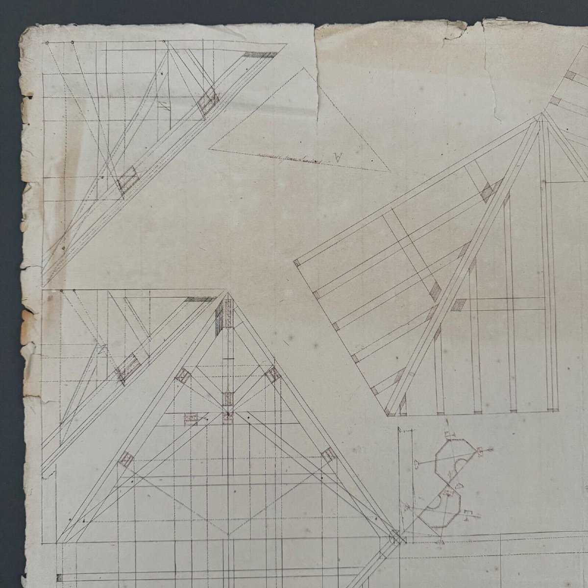 Drawings Or Sketches Of A Carpenter Compagnon Du Devoir 19th Century-photo-2