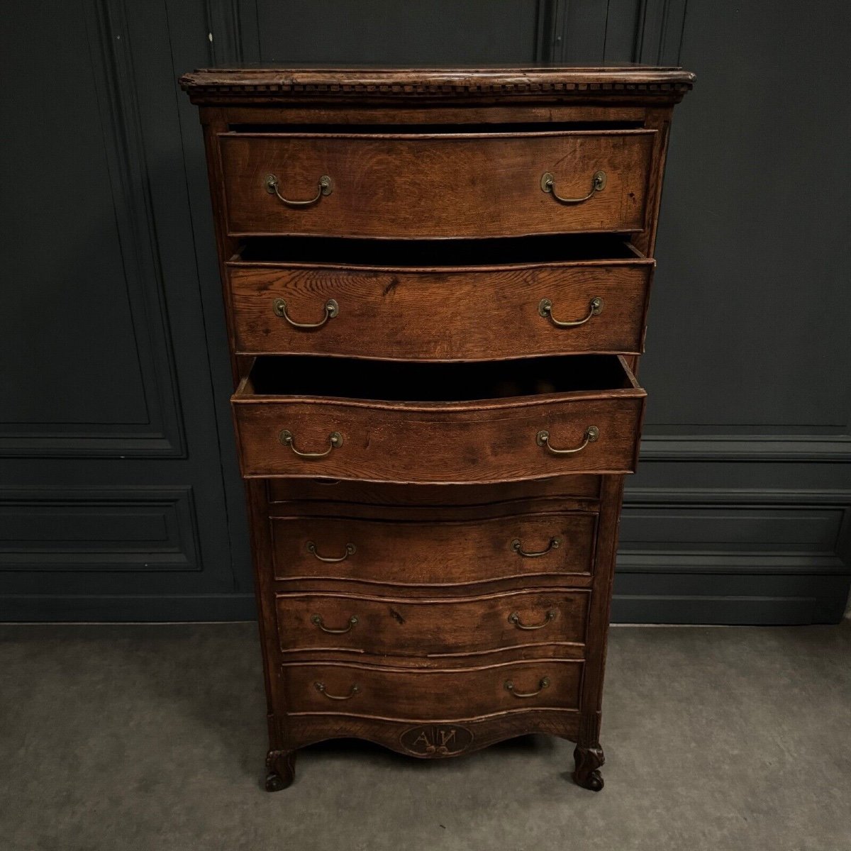 Louis XV-louis XVI Transition 18th Century Oak Chest Of Drawers With 7 Drawers-photo-2