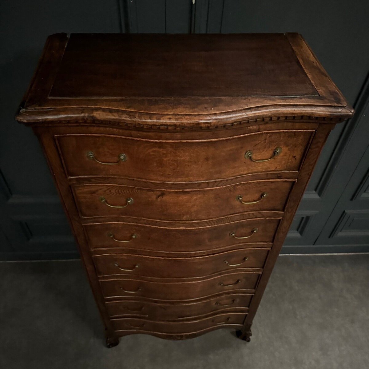 Louis XV-louis XVI Transition 18th Century Oak Chest Of Drawers With 7 Drawers-photo-1