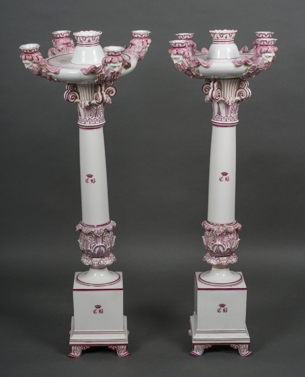 Pair Of Jacob Petit Rihouet 5-light Candelabra With Caryatid Decor-photo-2