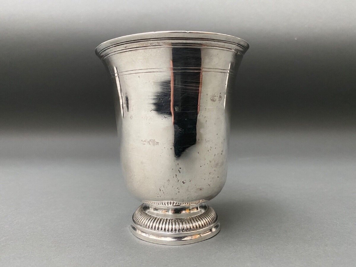 Silver Cup With Shower Foot, 18th Century, Farmers General, Beaded Gadroons-photo-3