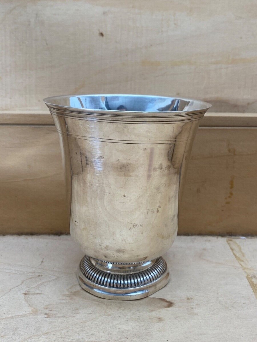 Silver Cup With Shower Foot, 18th Century, Farmers General, Beaded Gadroons-photo-4