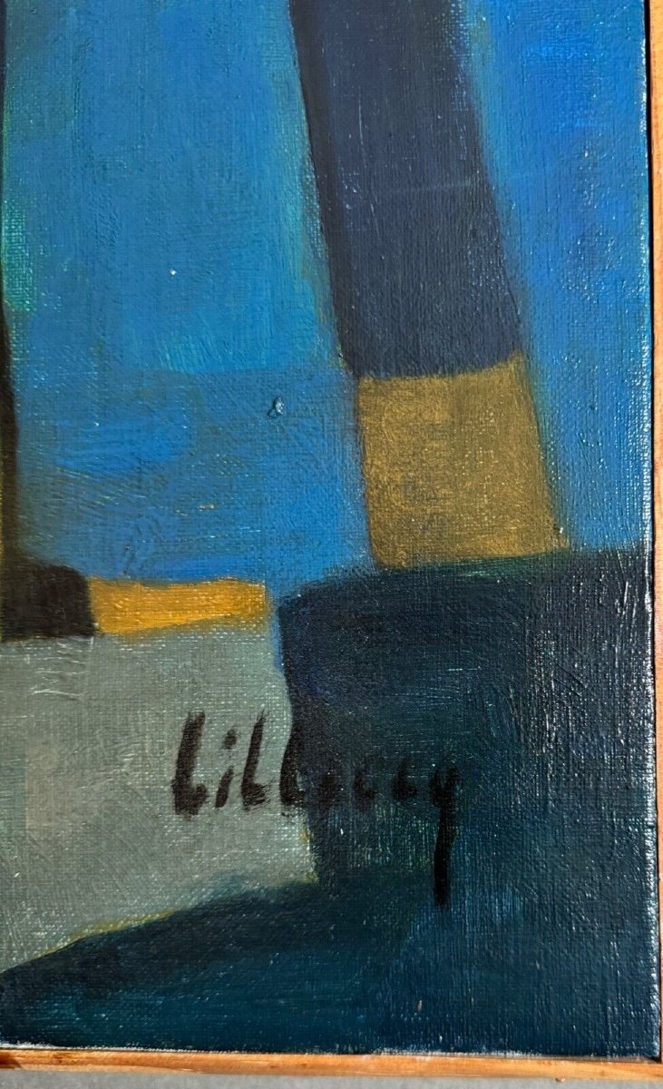 Oil On Canvas By Jean Billecocq 20th Century Geometric Abstraction-photo-3