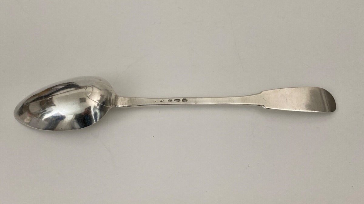 18th Century Silver Stew Spoon, Farmers General Hallmarks, 172 Grams-photo-2