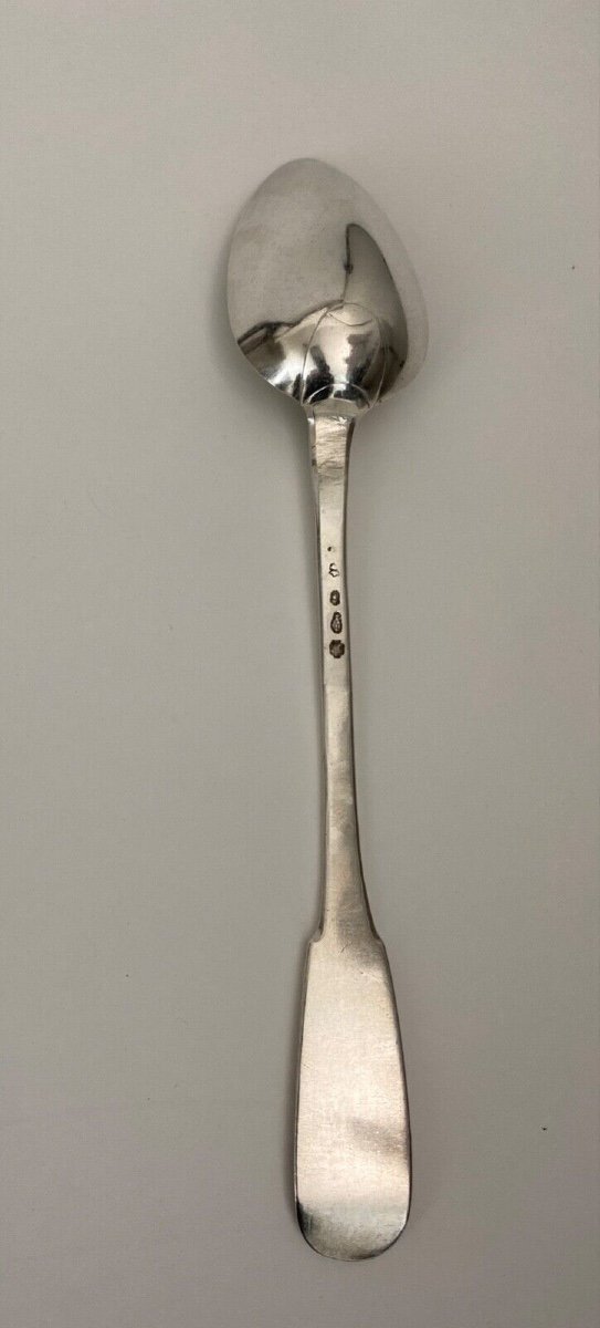 18th Century Silver Stew Spoon, Farmers General Hallmarks, 172 Grams-photo-3