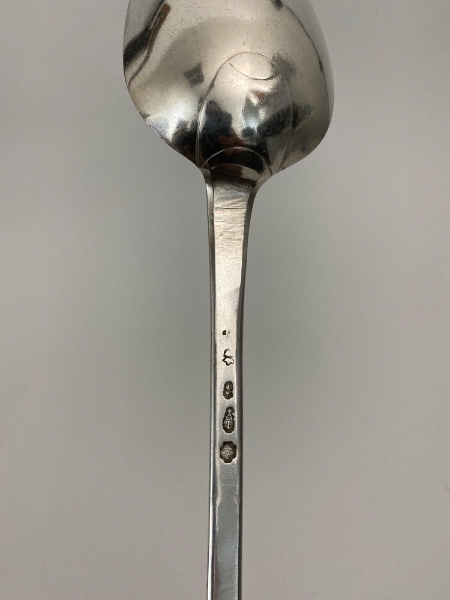 18th Century Silver Stew Spoon, Farmers General Hallmarks, 172 Grams-photo-1