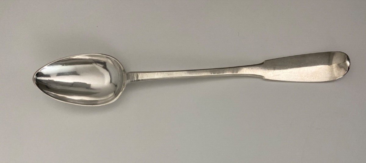 18th Century Silver Stew Spoon, Farmers General Hallmarks, 172 Grams