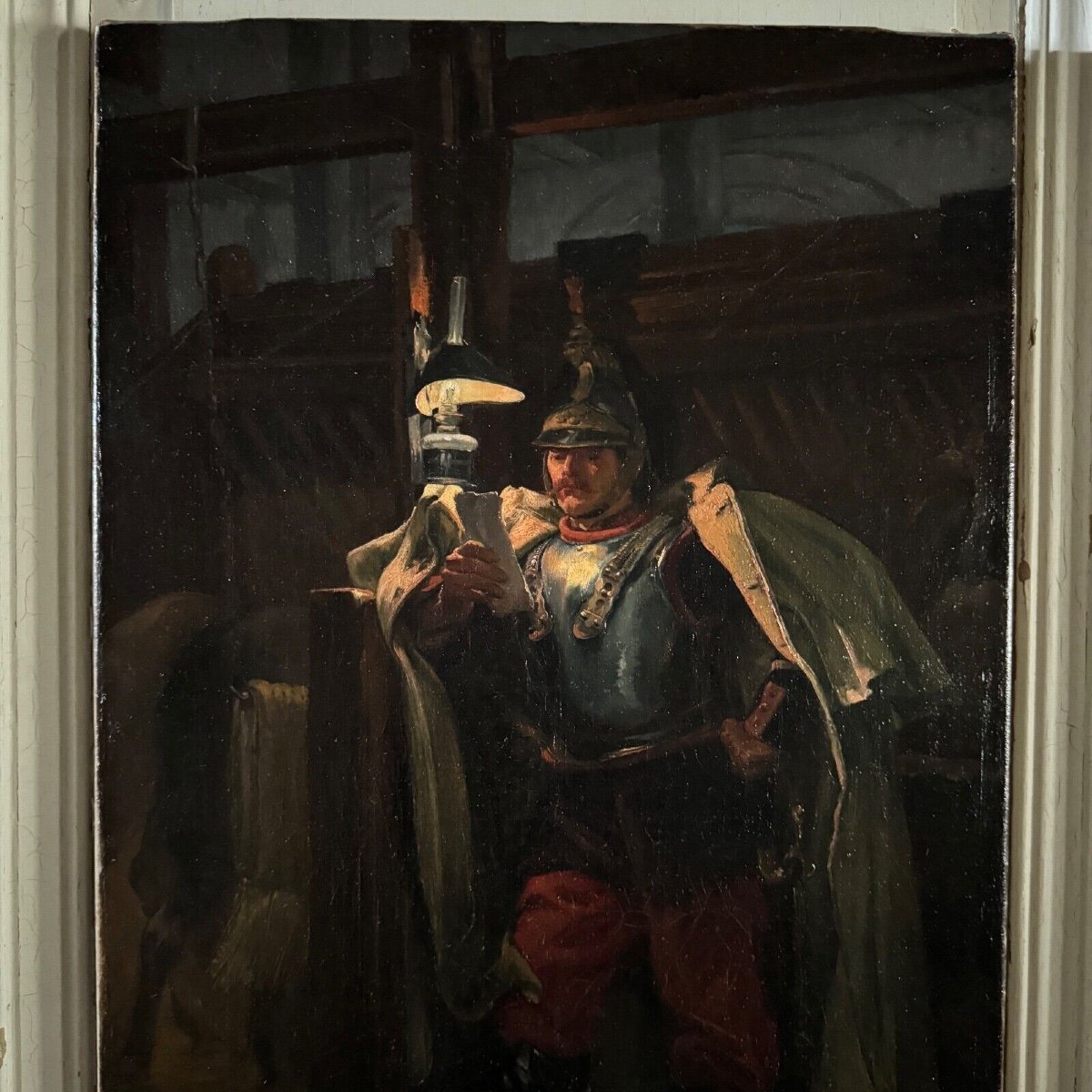 Portrait Of A 19th Century Soldier In A Stable By Marine Painter Marius Roy-photo-4