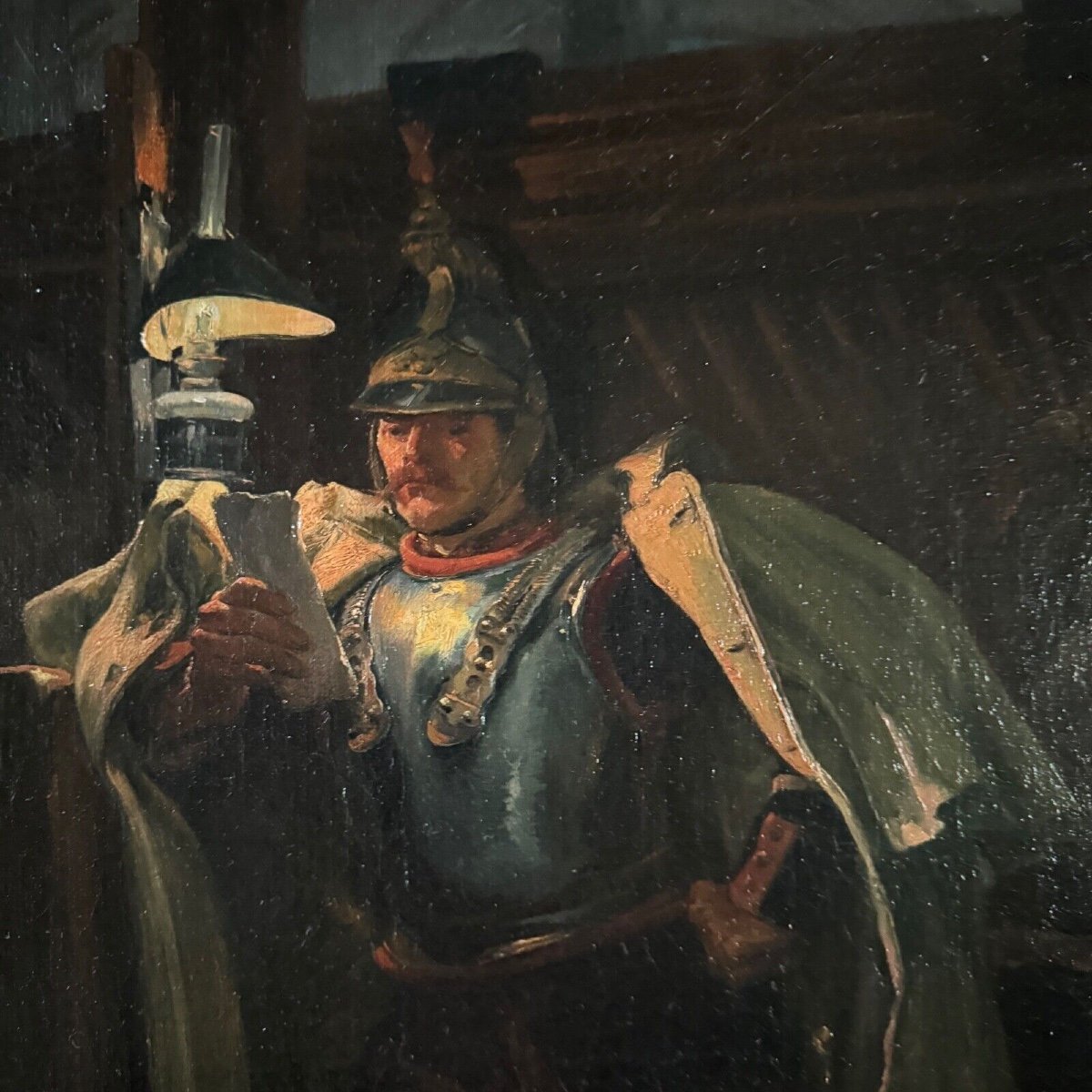 Portrait Of A 19th Century Soldier In A Stable By Marine Painter Marius Roy-photo-6