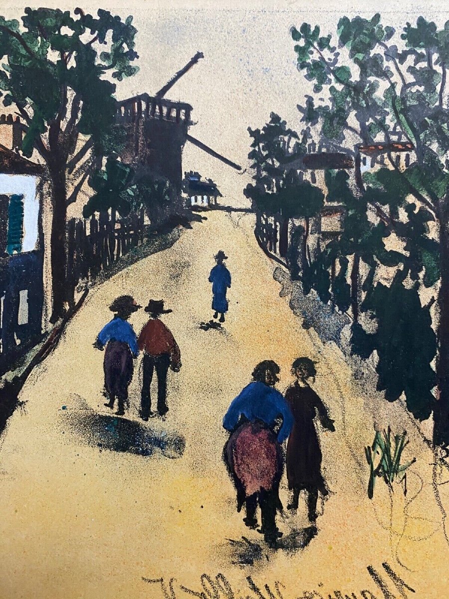 Lithographie contresignée Maurice Utrillo Montmartre Moulin de la Galette-photo-3