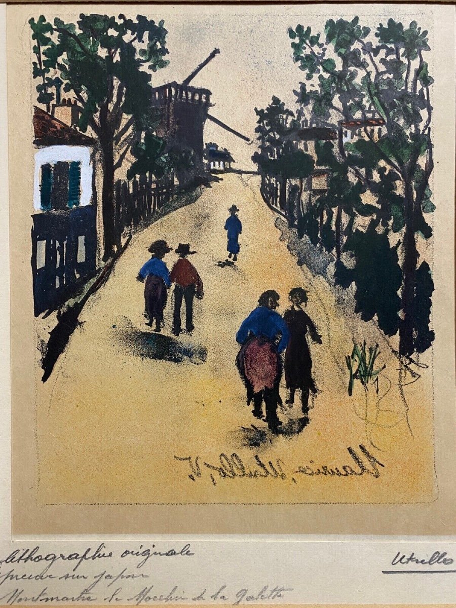 Lithographie contresignée Maurice Utrillo Montmartre Moulin de la Galette