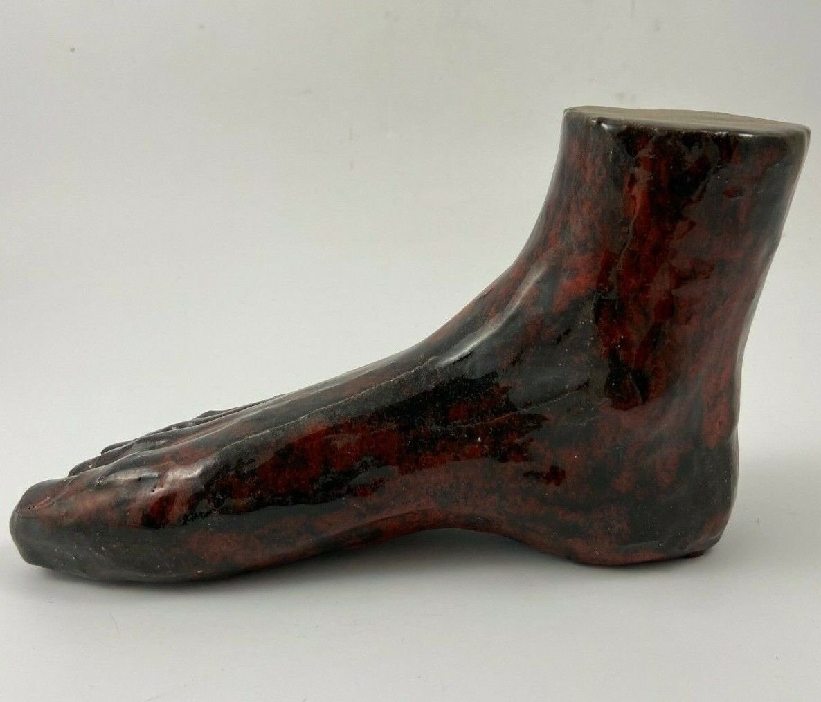 Glazed Terracotta Foot 1950 Design Sculpture Curiosity Cabinet-photo-4