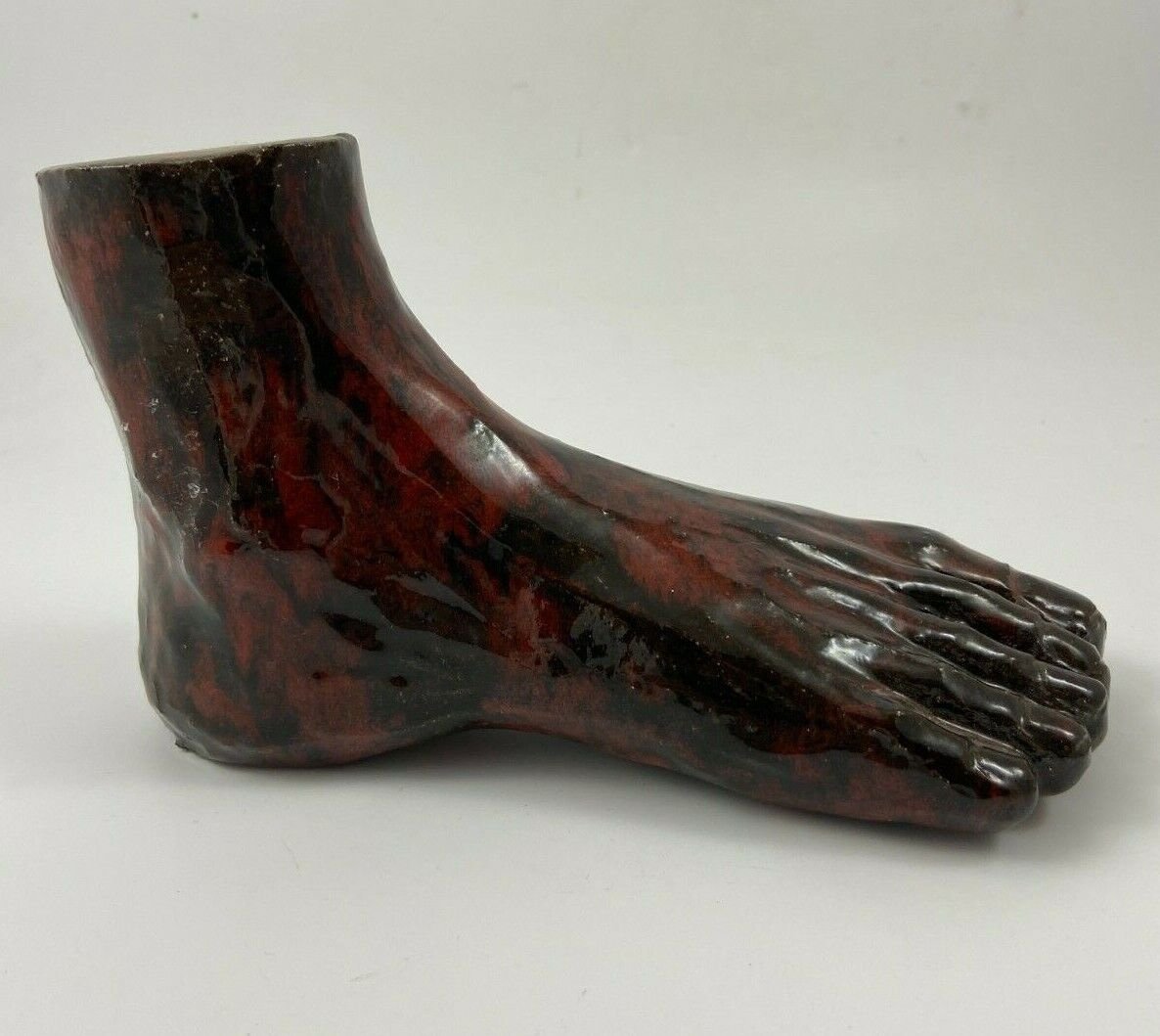 Glazed Terracotta Foot 1950 Design Sculpture Curiosity Cabinet-photo-2