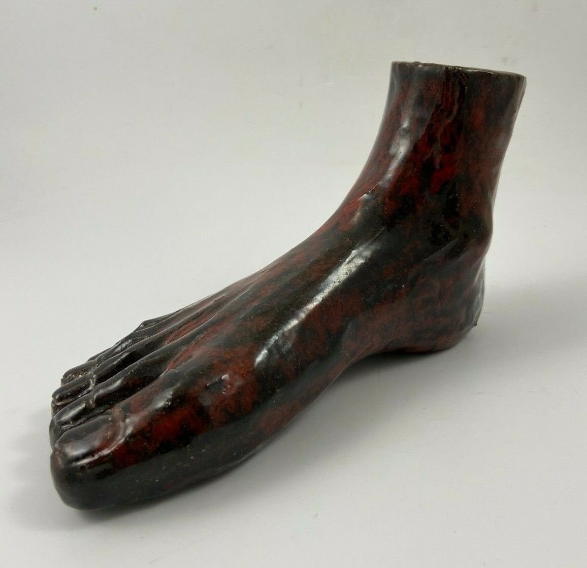 Glazed Terracotta Foot 1950 Design Sculpture Curiosity Cabinet-photo-8