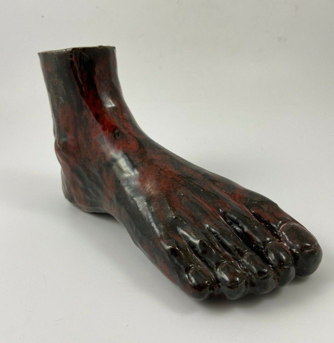 Glazed Terracotta Foot 1950 Design Sculpture Curiosity Cabinet