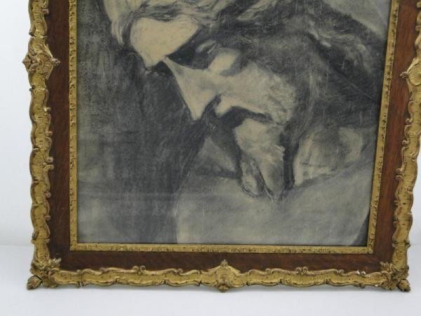 Charcoal Drawing Christ 19th Century Plaster And Wood Frame-photo-3