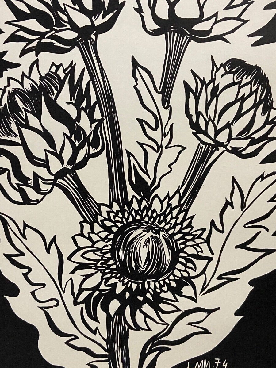 Lithographie contresignée Laure Malclès Masereel bouquet d'artichauts 1974-photo-5