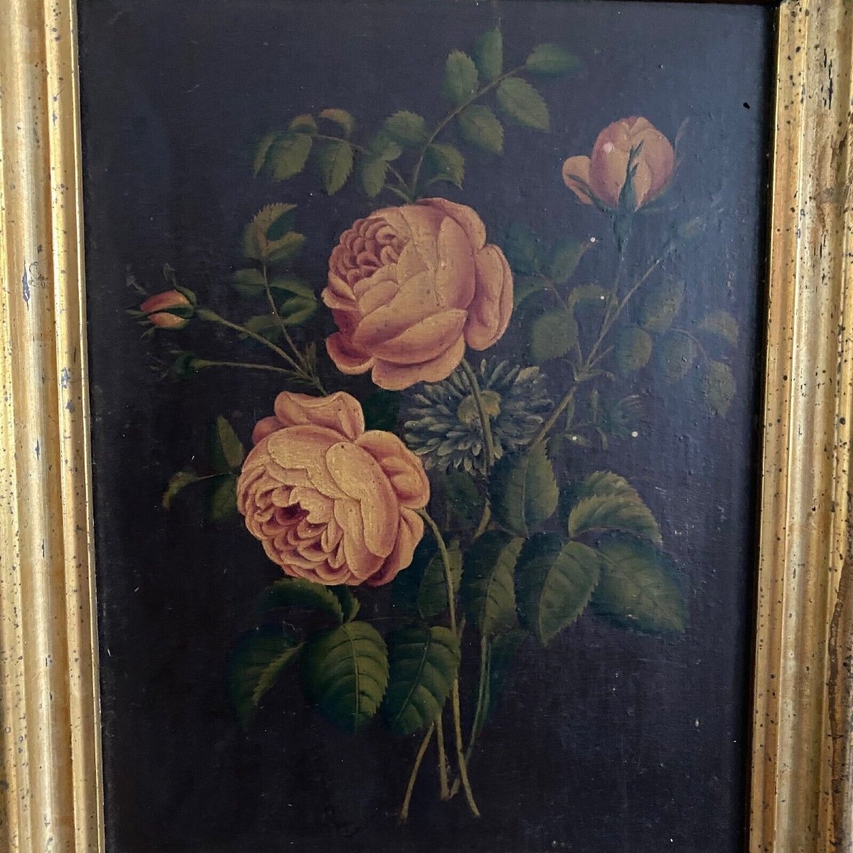 Pair Of Still Lifes, Oils On Cardboard, Late 19th Century, Bouquets Of Flowers-photo-3