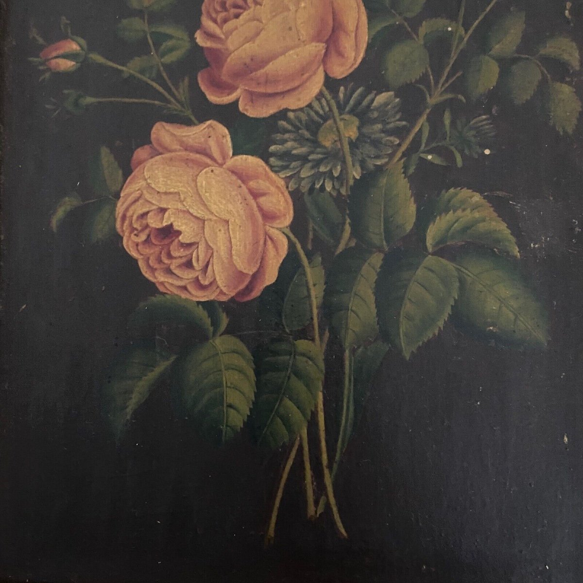 Pair Of Still Lifes, Oils On Cardboard, Late 19th Century, Bouquets Of Flowers-photo-2