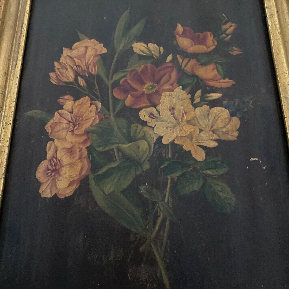 Pair Of Still Lifes, Oils On Cardboard, Late 19th Century, Bouquets Of Flowers-photo-4