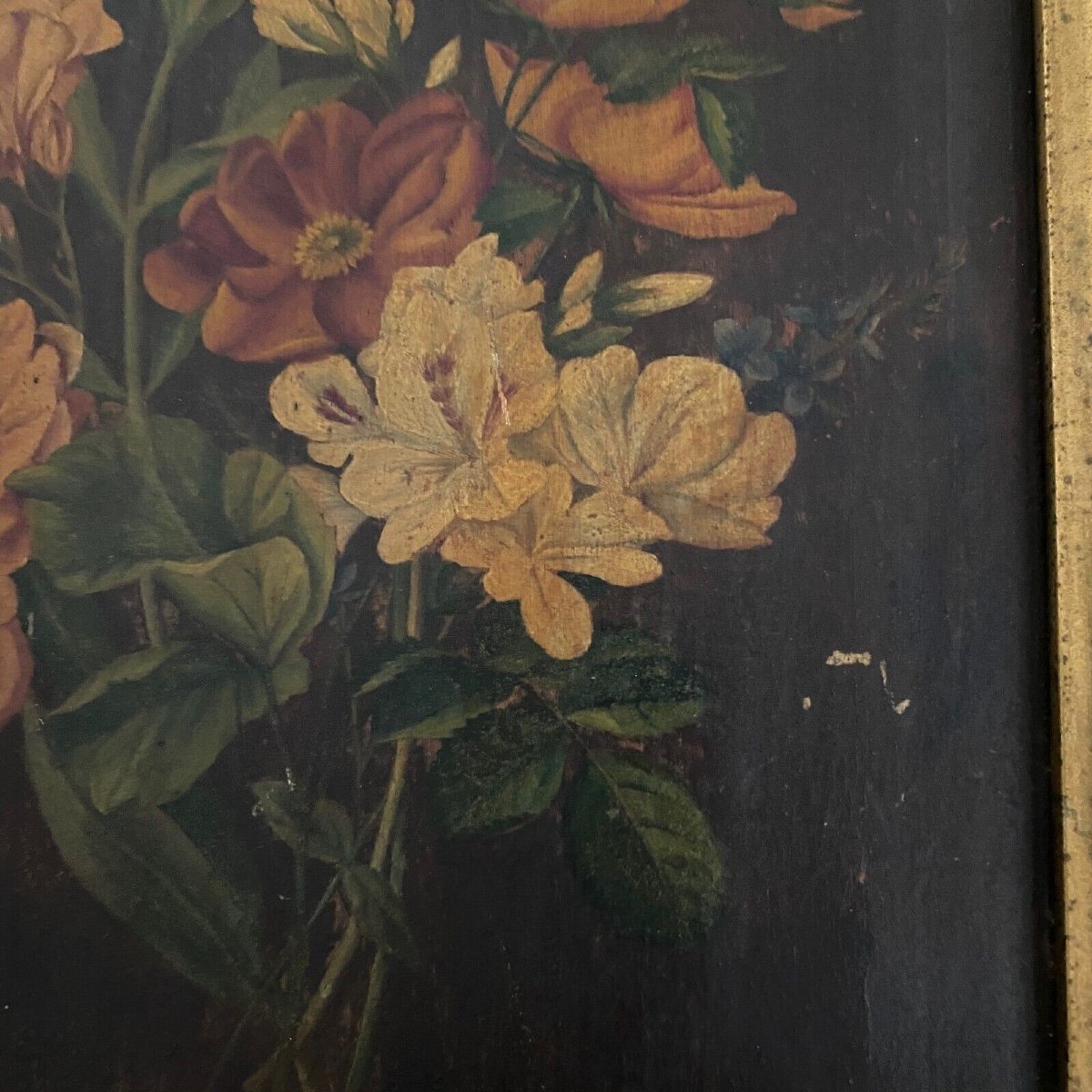 Pair Of Still Lifes, Oils On Cardboard, Late 19th Century, Bouquets Of Flowers-photo-6