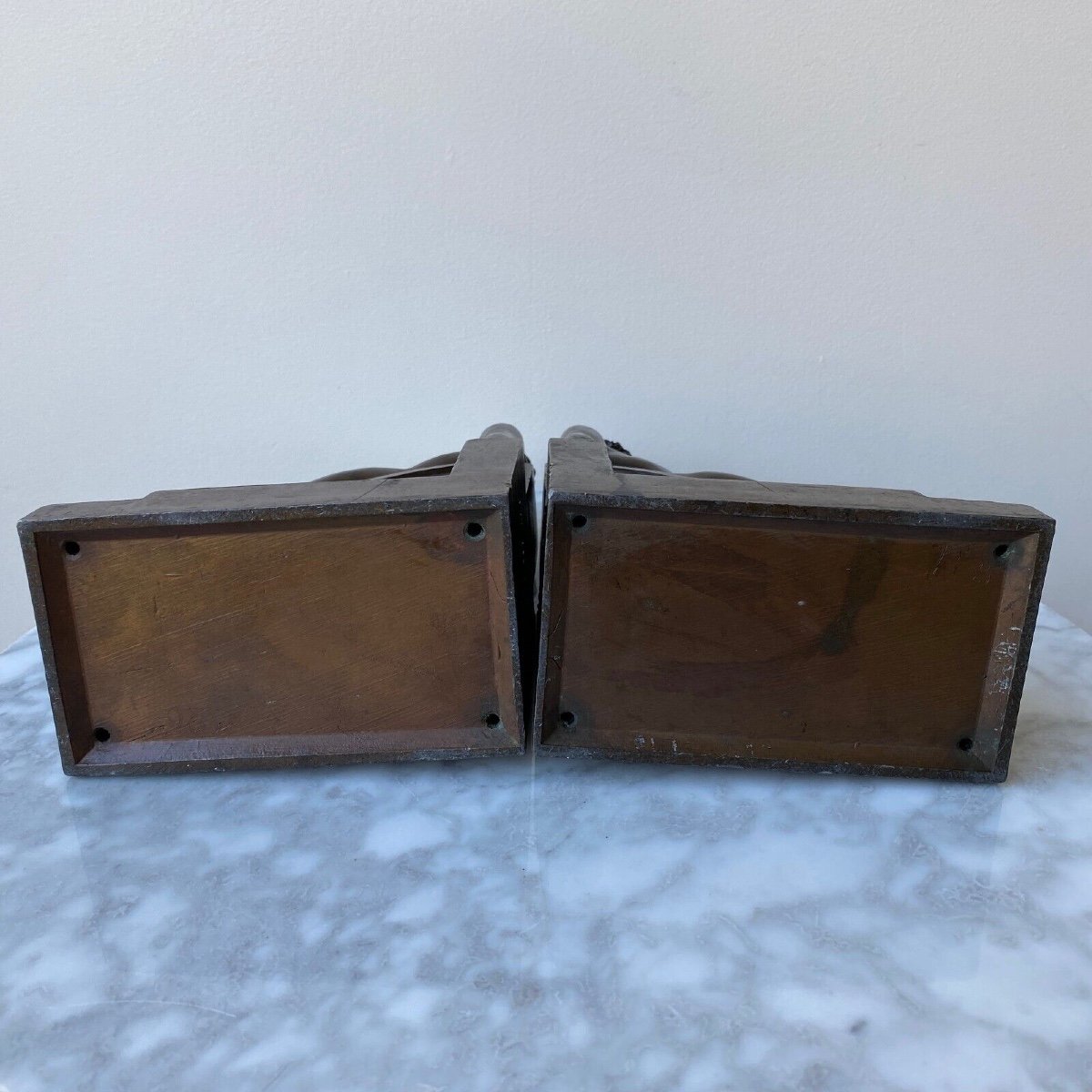 Pair Of Bookends By F. Bazin Art Deco 1930 Patinated Metal-photo-6