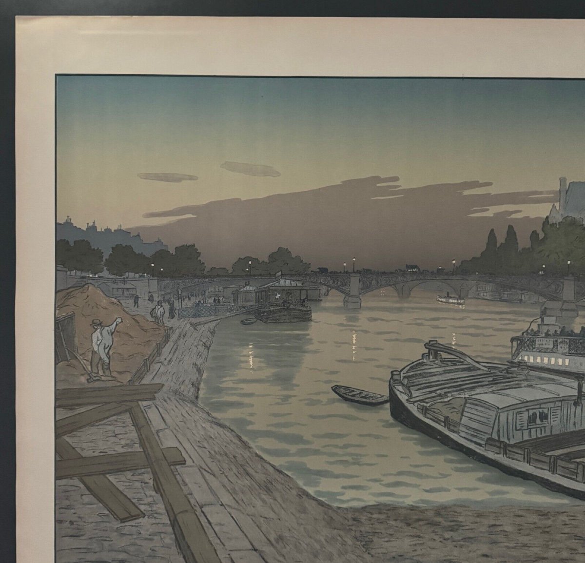 Lithograph By Henri Rivière The Pont Des Saints-pères And The Louvre-photo-3