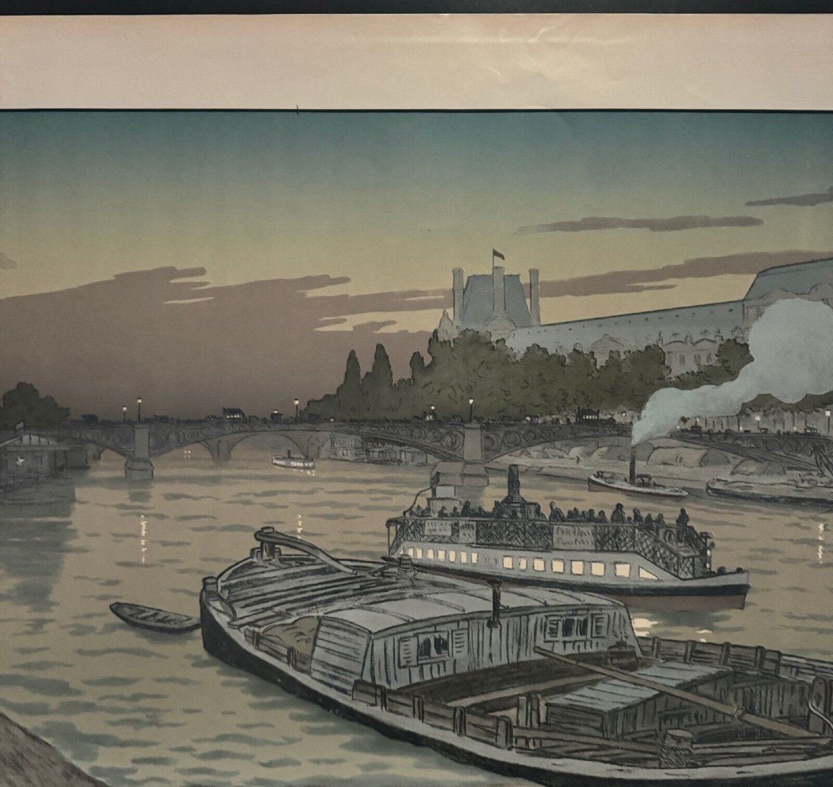 Lithograph By Henri Rivière The Pont Des Saints-pères And The Louvre-photo-4