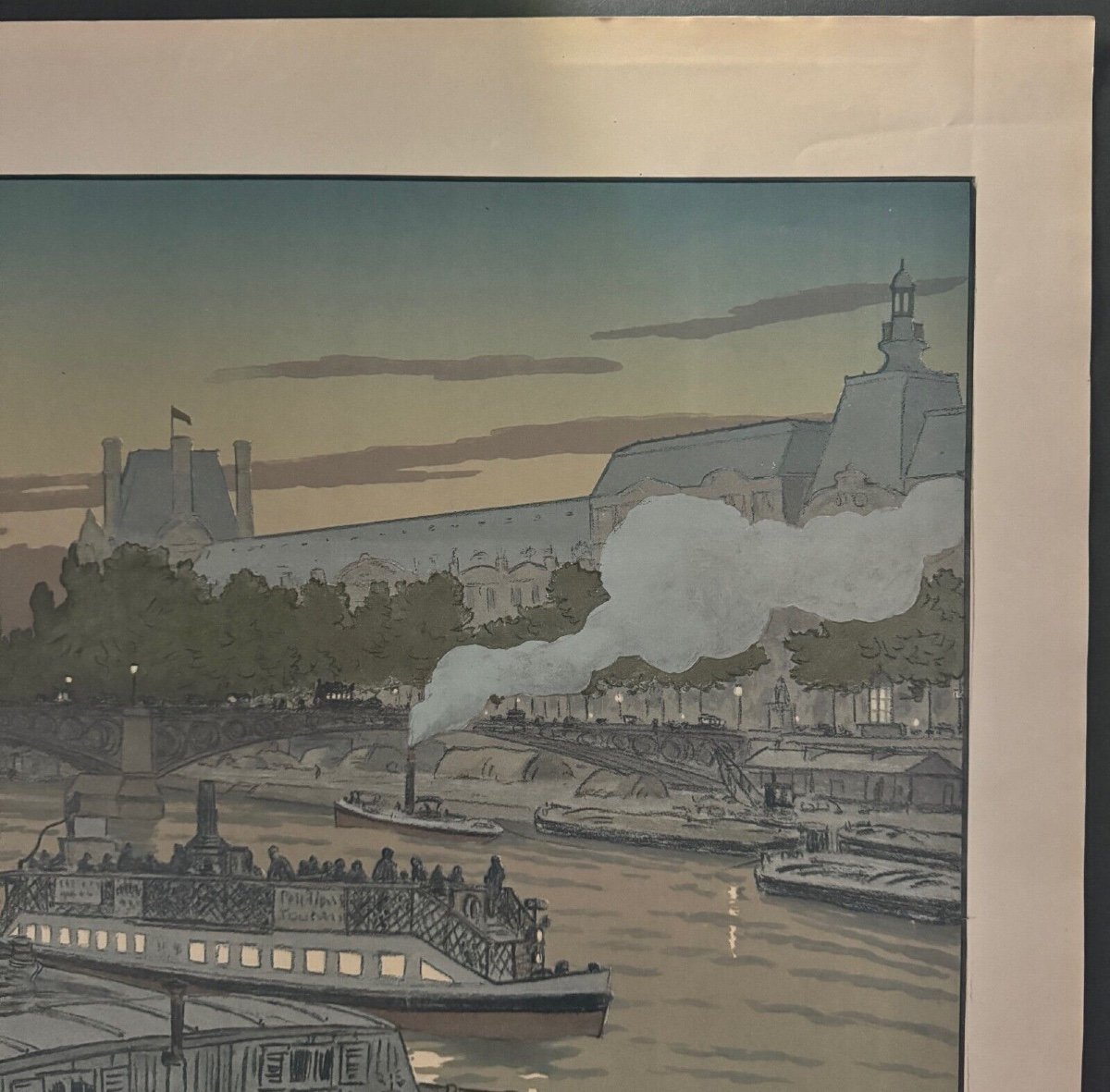 Lithograph By Henri Rivière The Pont Des Saints-pères And The Louvre-photo-1