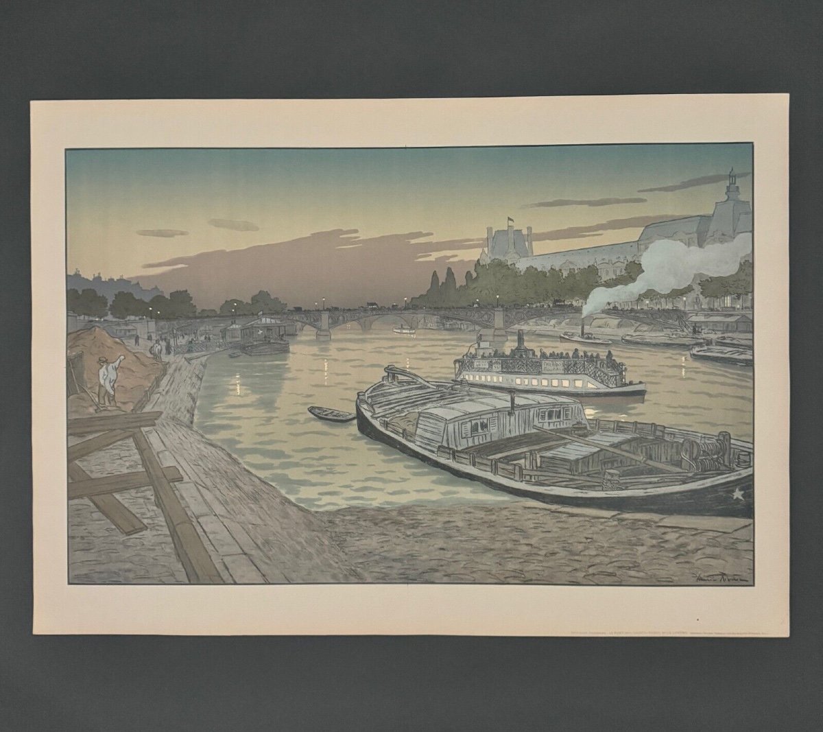 Lithograph By Henri Rivière The Pont Des Saints-pères And The Louvre