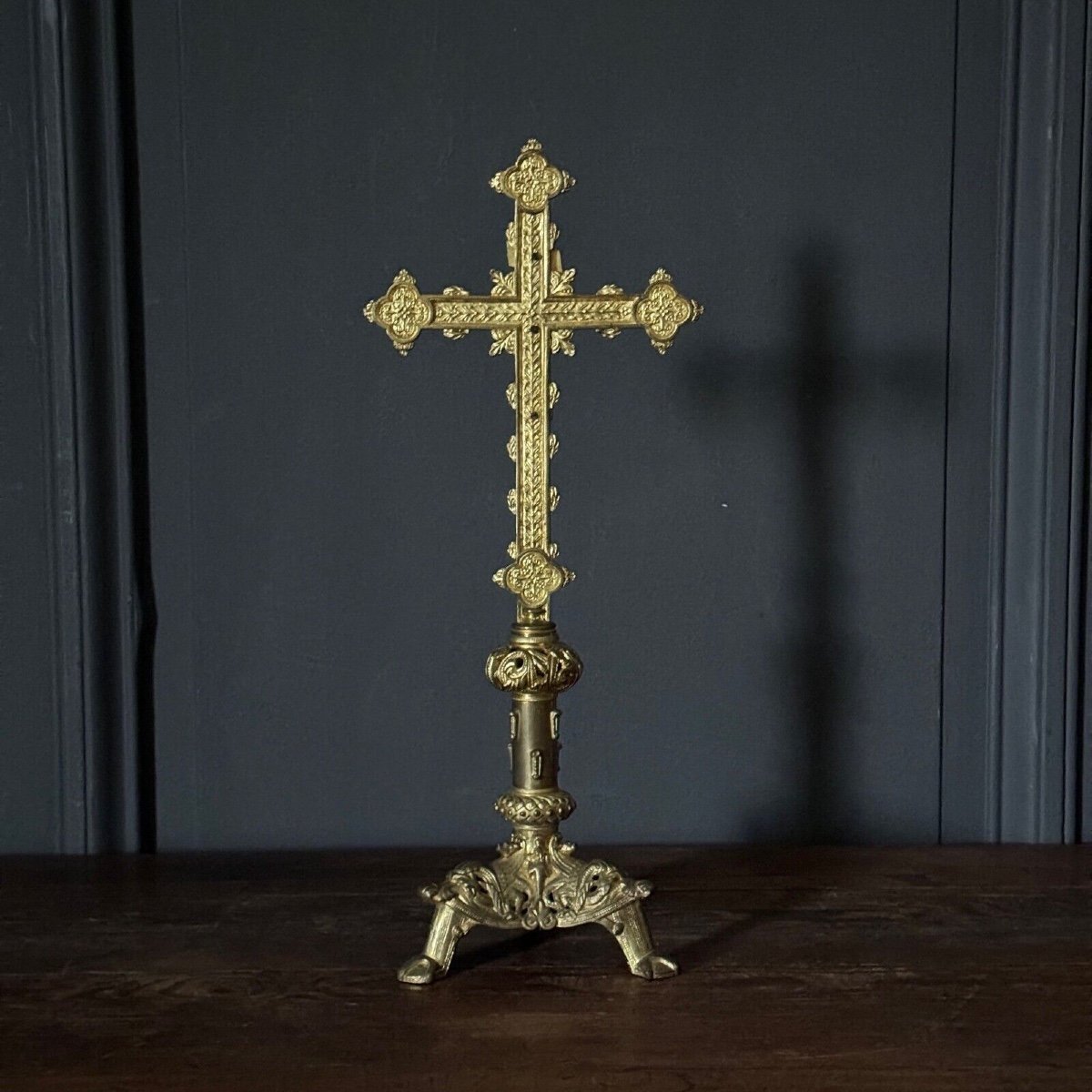 19th Century Napoleon III Gilded Bronze Crucifix-photo-3