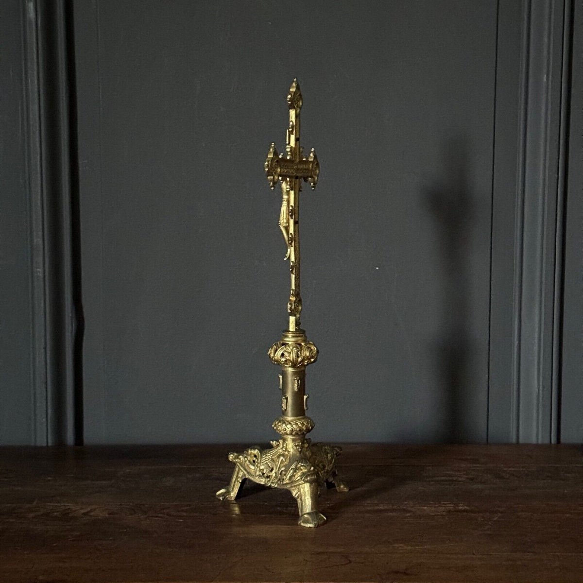 19th Century Napoleon III Gilded Bronze Crucifix-photo-4