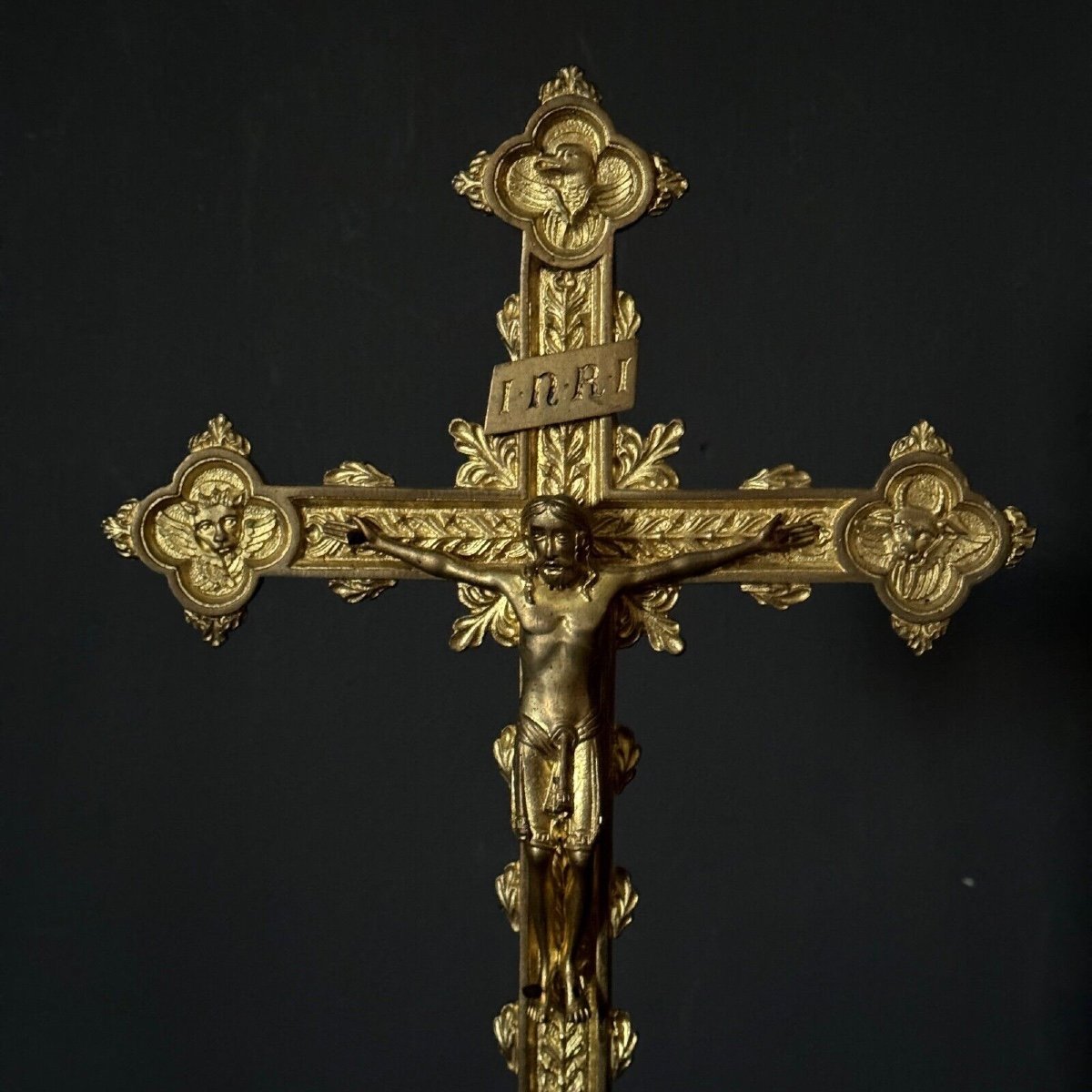 19th Century Napoleon III Gilded Bronze Crucifix-photo-1