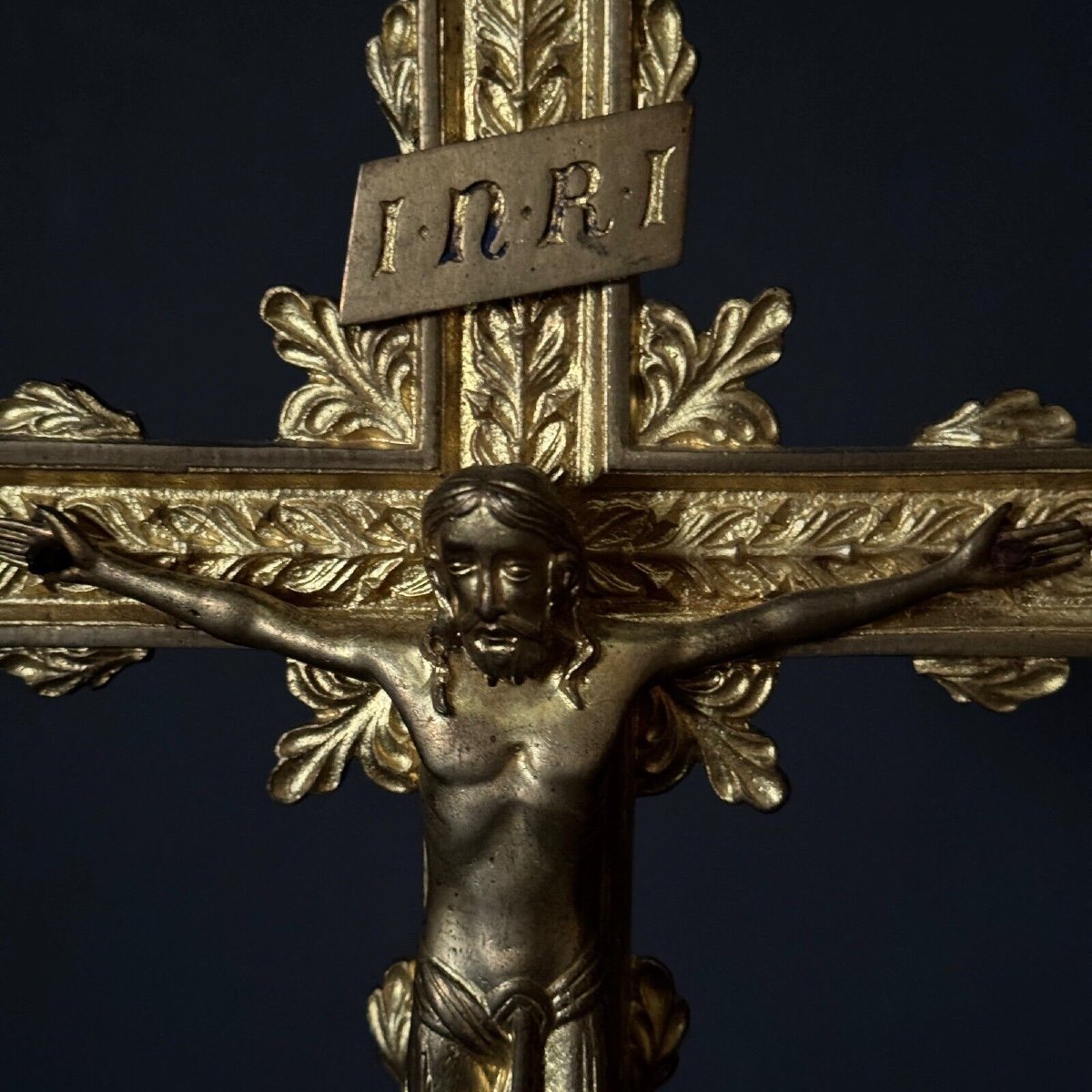 19th Century Napoleon III Gilded Bronze Crucifix-photo-2