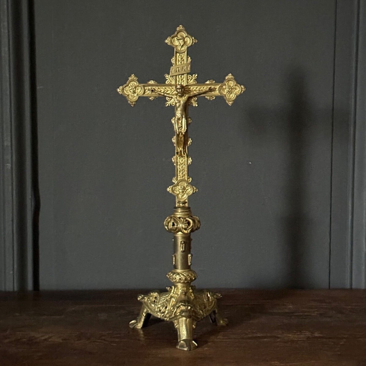 19th Century Napoleon III Gilded Bronze Crucifix