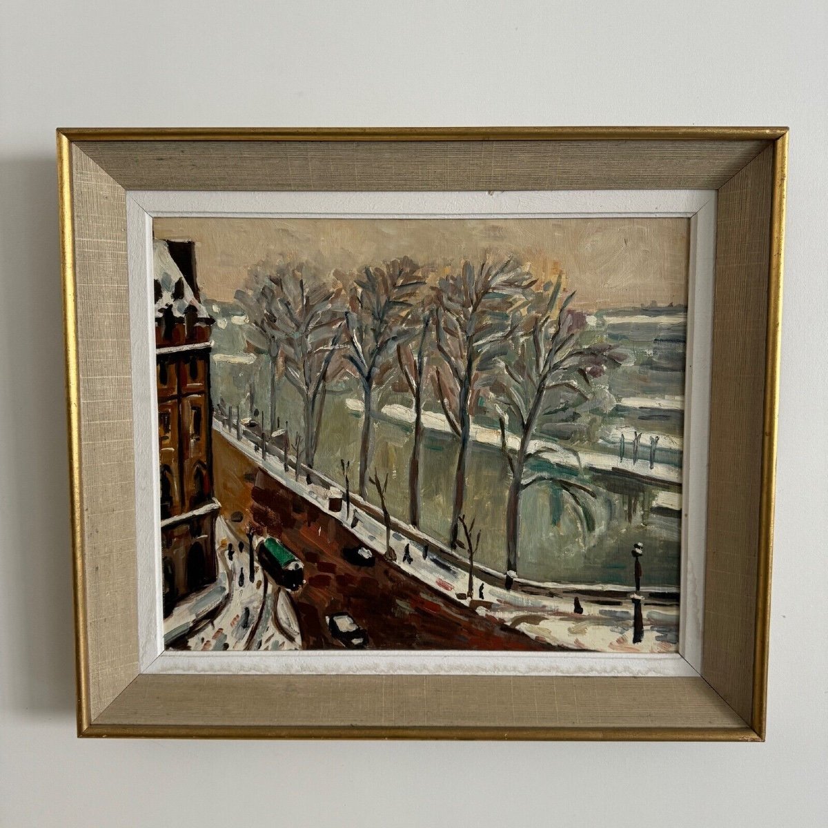 Oil On Canvas Boulevard Scene In Paris 20th Century In The Style Of Marquet