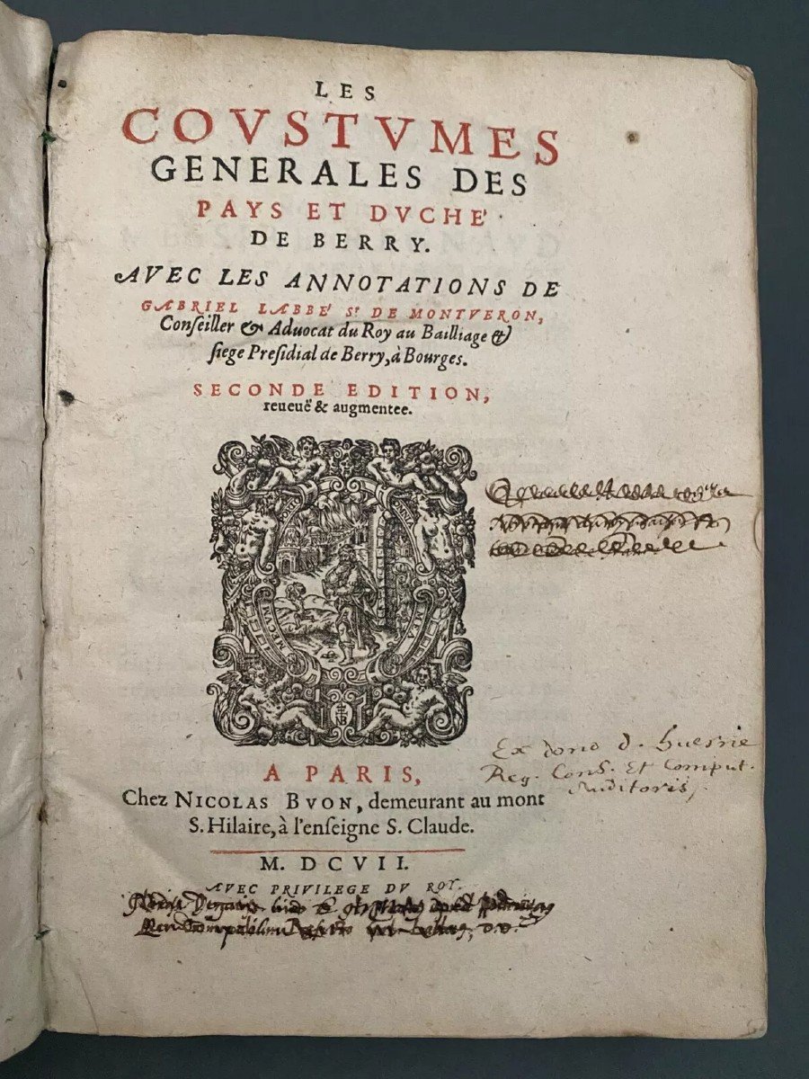 Book Customs Of The Countries And Duchy Of Berry Gabriel Labbé De Montueron 1607-photo-2