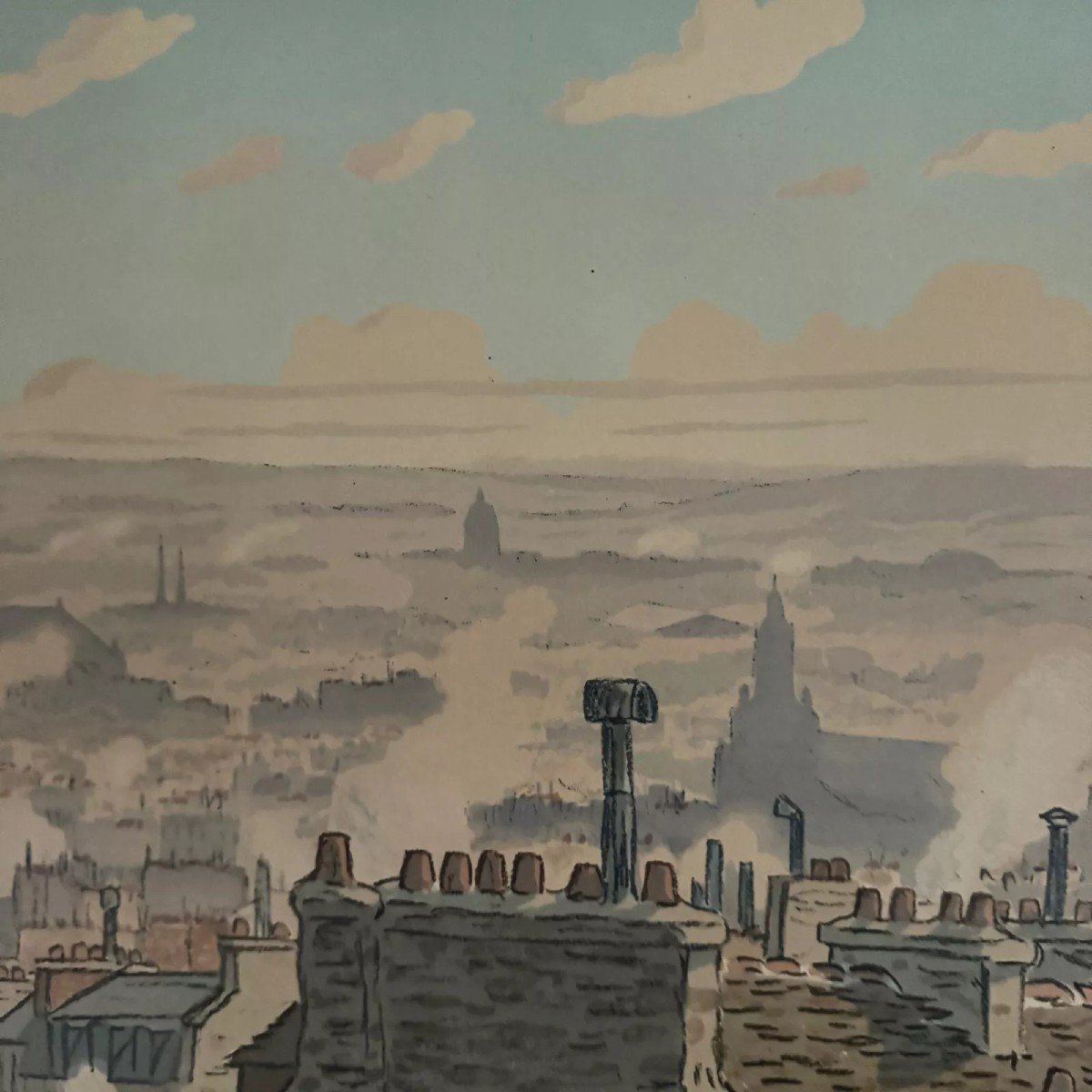 Lithograph By Henri Rivière Parisian Landscapes - Paris Seen From Montmartre-photo-3