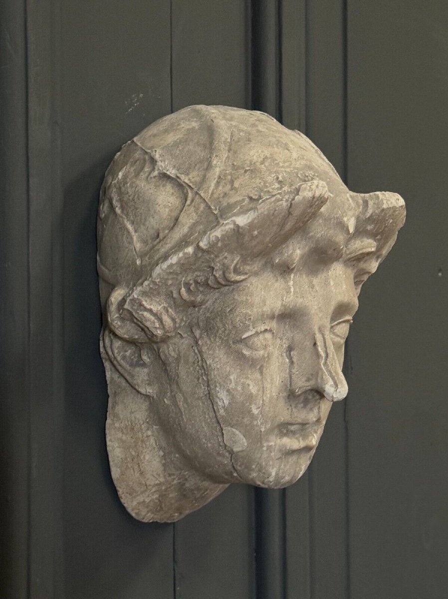 Antique Plaster Sculpture Of A Female Face From The Early 20th Century-photo-2