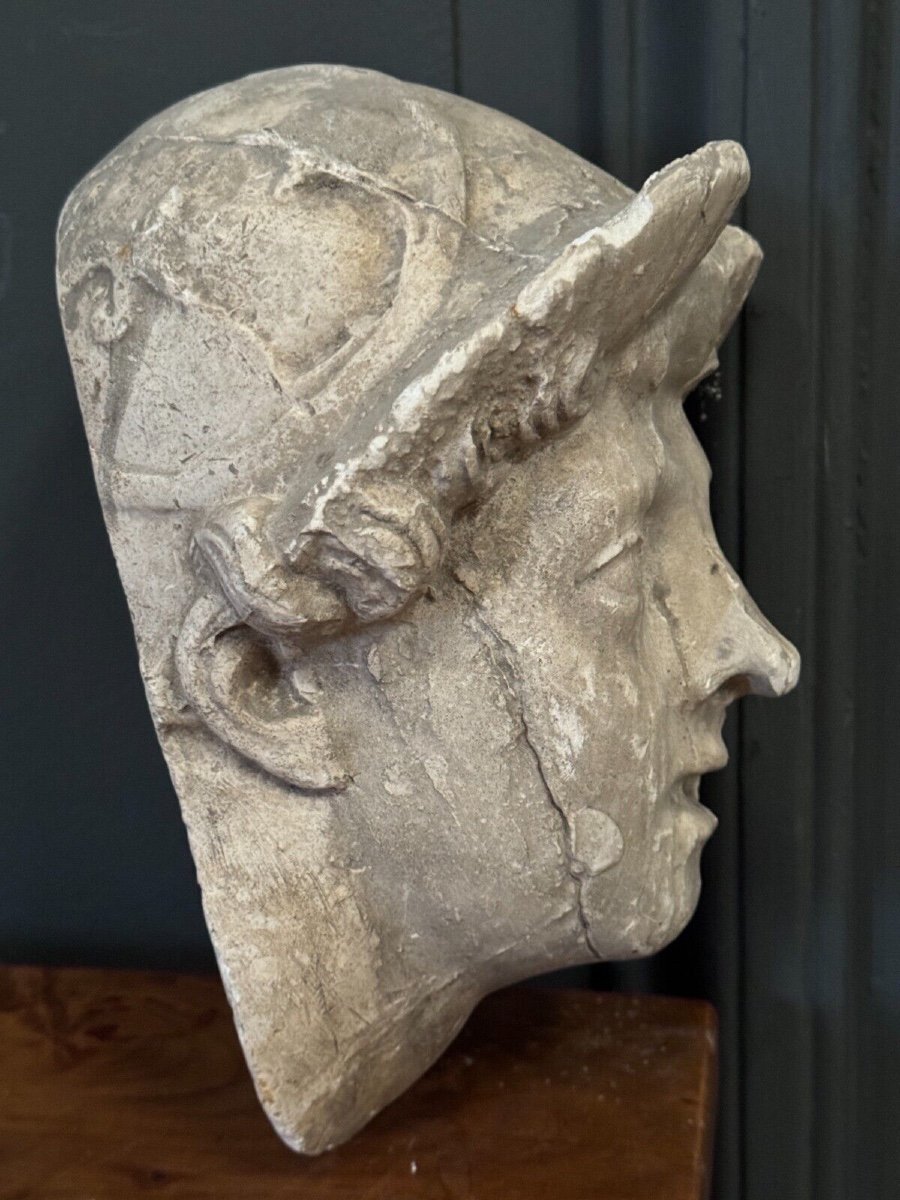 Antique Plaster Sculpture Of A Female Face From The Early 20th Century-photo-5