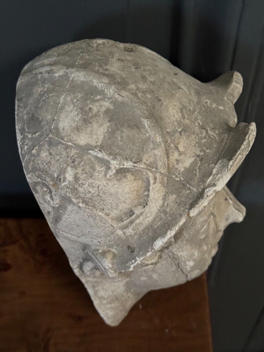 Antique Plaster Sculpture Of A Female Face From The Early 20th Century-photo-6