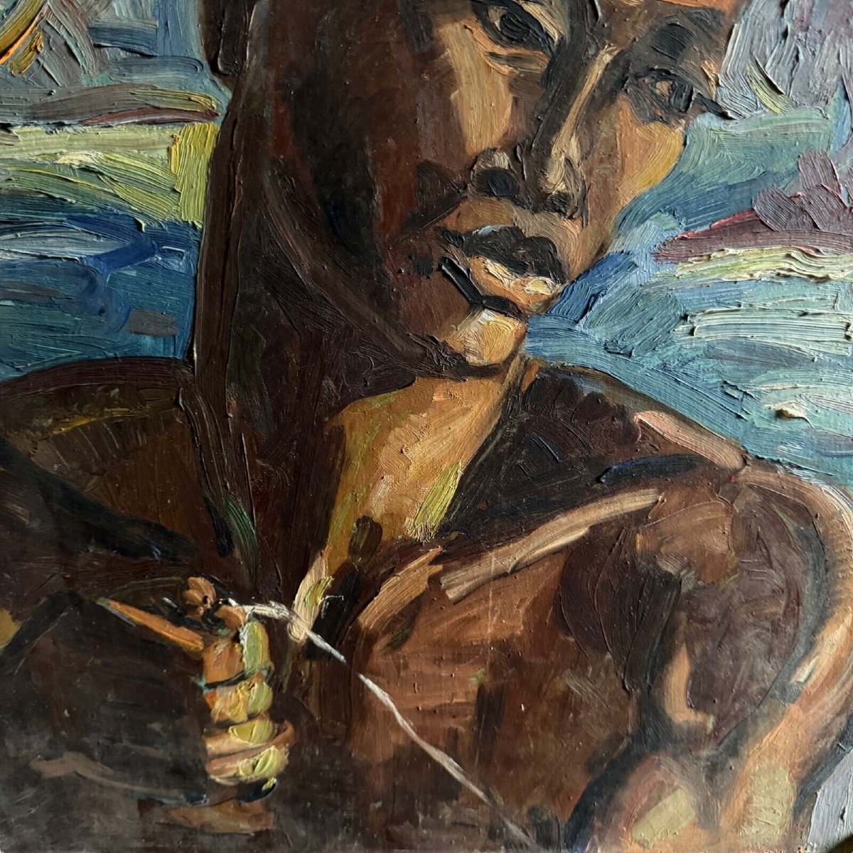 Oil On Panel Portrait Of A Comorian Woman At Work 1950-photo-2