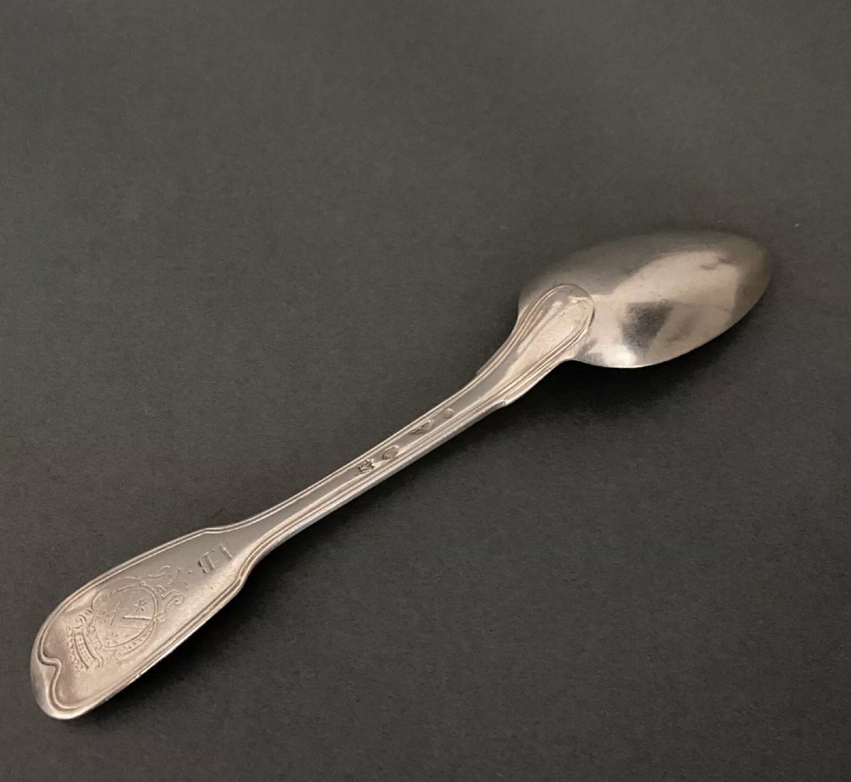 18th Century Solid Silver Stew Spoon With Fermiers Généraux Hallmarks-photo-2