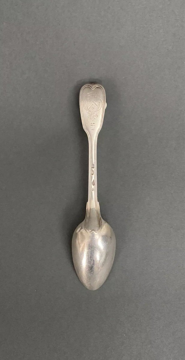 18th Century Solid Silver Stew Spoon With Fermiers Généraux Hallmarks-photo-3