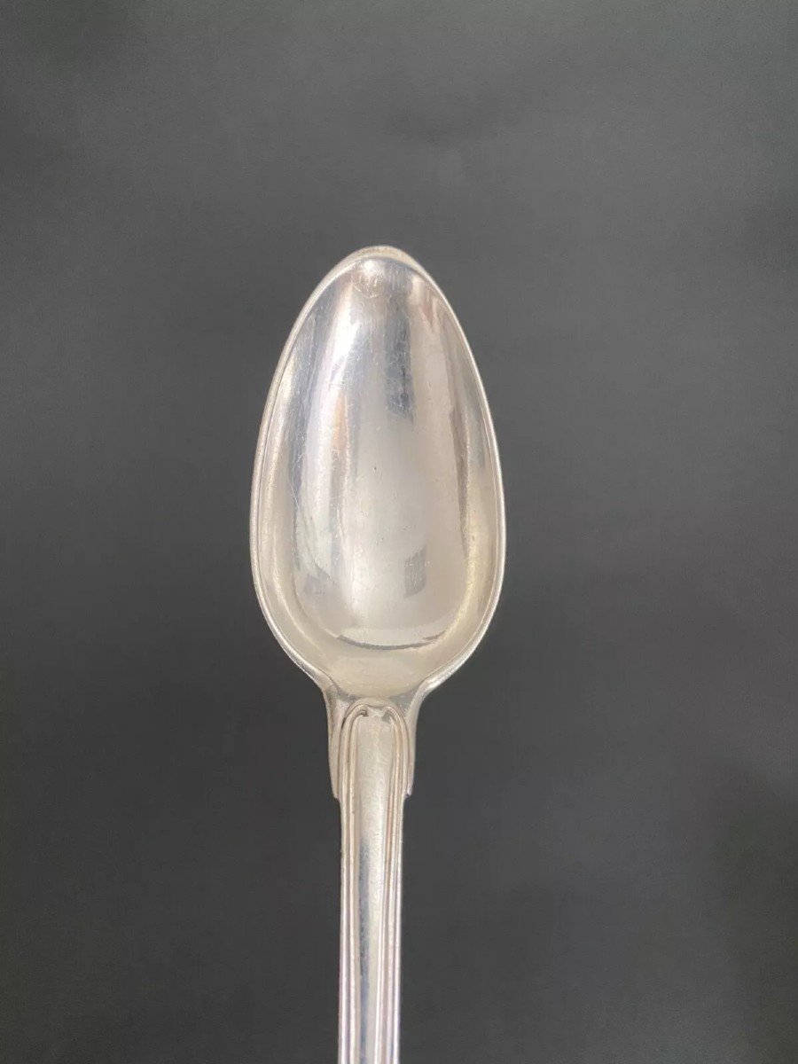 18th Century Solid Silver Stew Spoon With Fermiers Généraux Hallmarks-photo-2