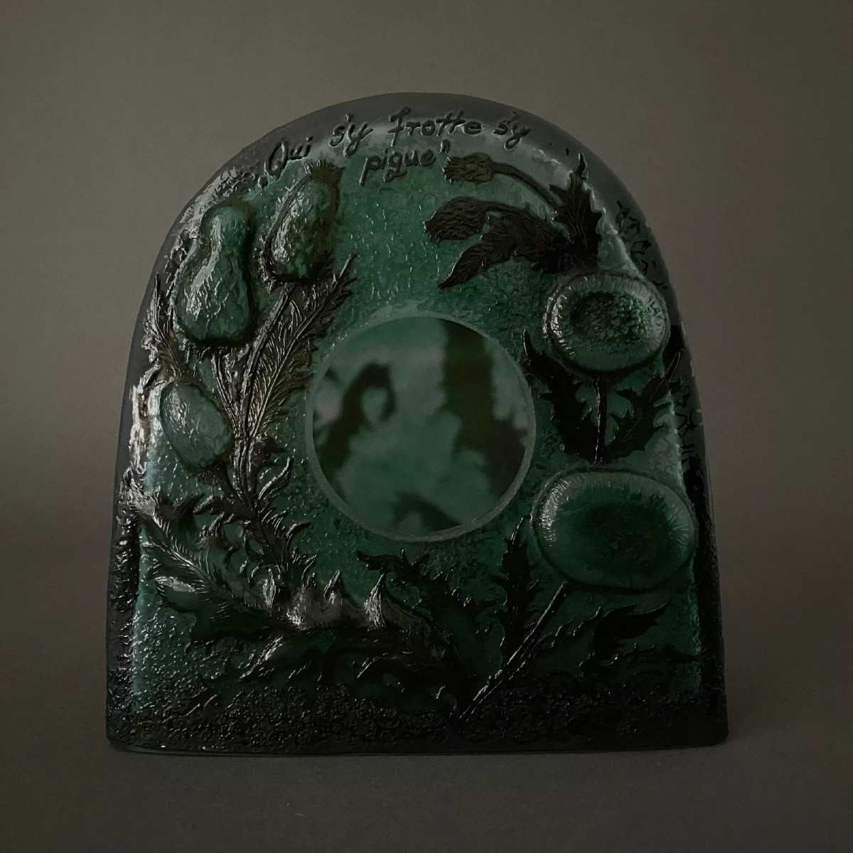 Pendulum In Acid-etched Glass Paste Decorated With Holly Leaves