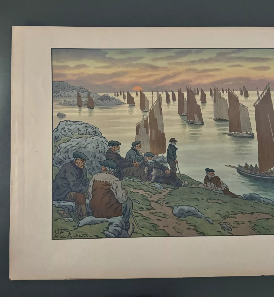 Lithographie par Henri Rivière Au Vent de Noroît - Les Vieux-photo-3